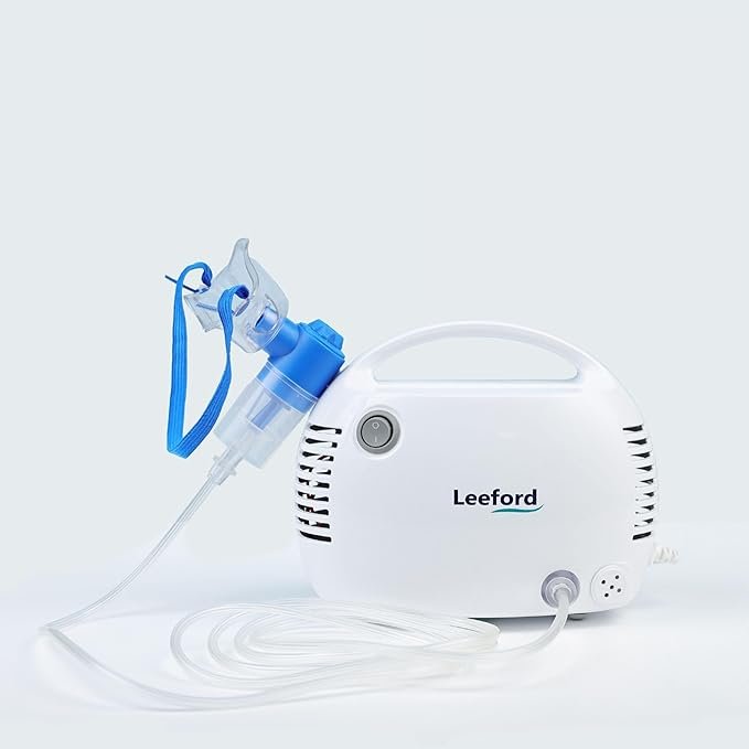 Leeford Compact Nebulizer Machine with Dry Piston Compressor | Portable Nebulizer for Adults & Children | Effective Relief for Asthma, COPD, Cold & Congestion | 2-Year Warranty