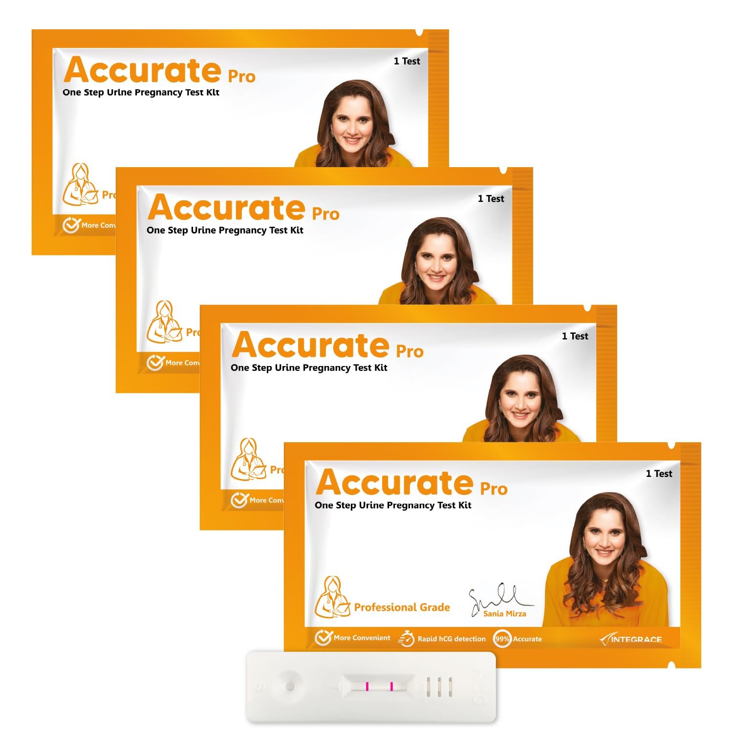 One Step Urine hCG Pregnancy Test Kit (Pack of 4 Strips) | More than 99% Accurate | Easy to Use & Fast Results