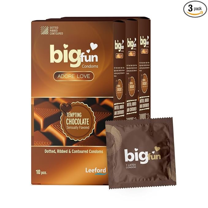 Funtime Chocolate Flavoured Dotted & Ribbed Condoms Pack of 30 — image 3